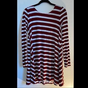 Red and white long sleeve dress